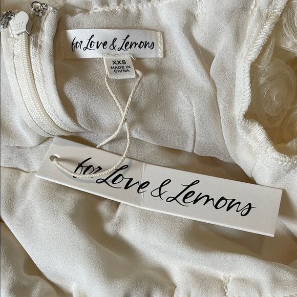 FOR LOVE & LEMONS Josey Rosette Puff Sleeve Bridal White Maxi Dress Size XXS - Picture 9 of 10